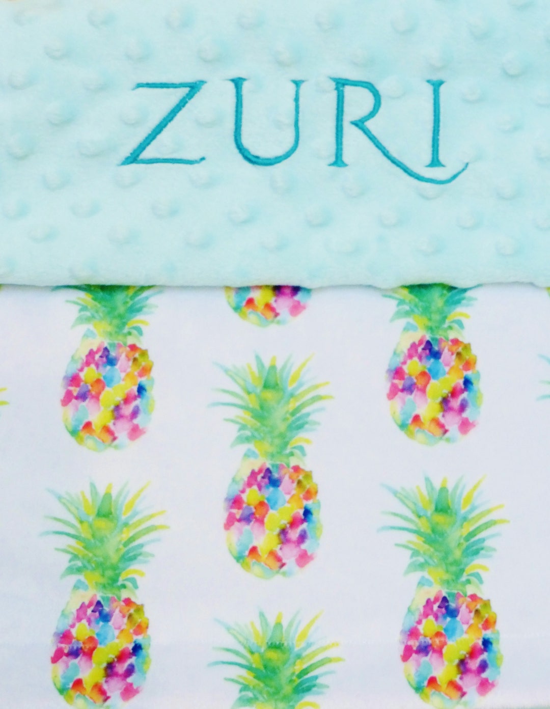 Pineapple Baby Blanket Minky Baby Blanket Personalization Etsy