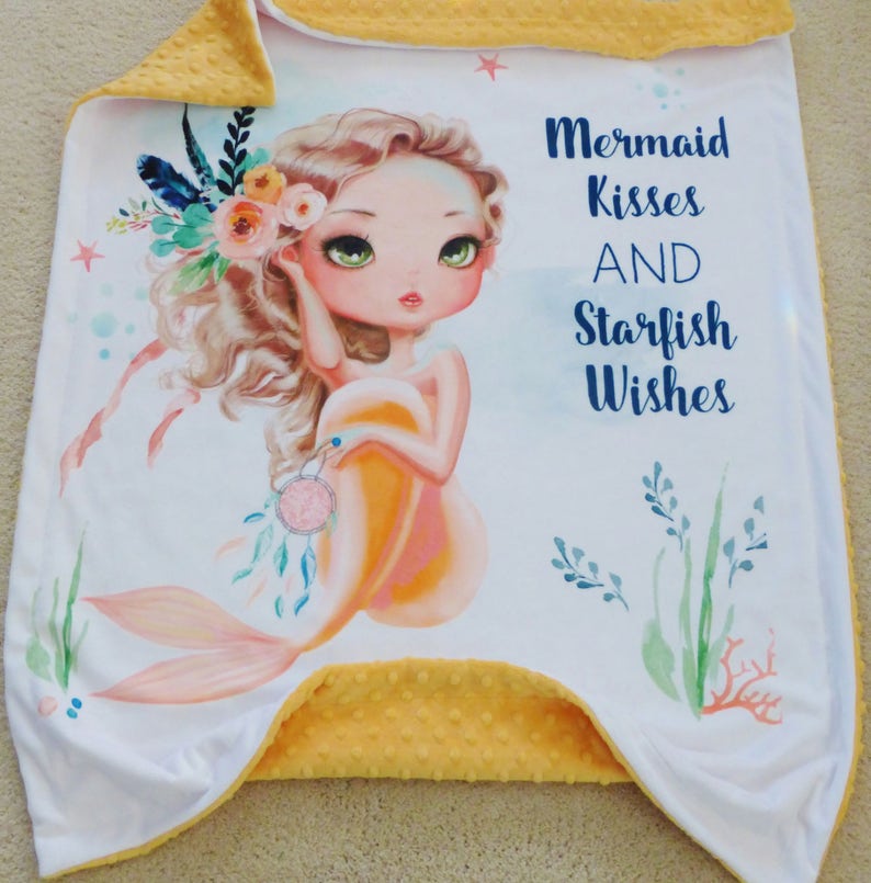 personalized mermaid baby blanket