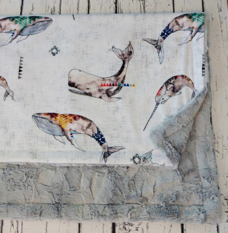Minky Baby Blanket Whale Baby Blanket Personalized Whale Tribe Minky Blanket Personalized Baby Blanket