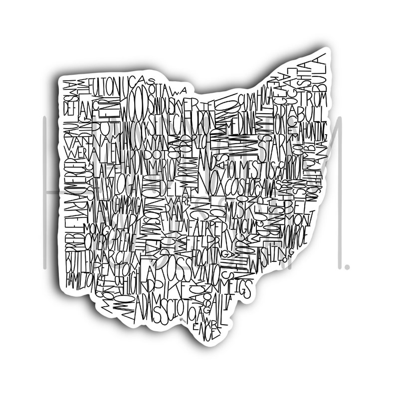 Ohio County Word sticker WATERPROOF vinyl sticker water Etsy