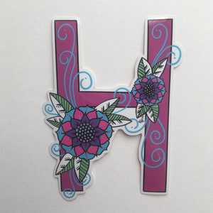 Letter H, WATERPROOF Vinyl Sticker, Water Bottle Sticker, Car Sticker ...