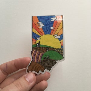 Indiana farm sticker,  WATERPROOF vinyl sticker, water bottle sticker, bumper sticker