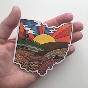 Ohio farm sticker,  WATERPROOF vinyl sticker, water bottle sticker, bumper sticker