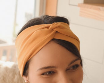 Headwrap, mustard yellow twist knot headwrap