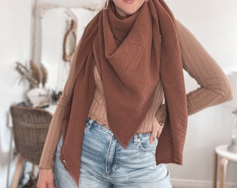 Cotton Clouds Blanket Scarf - Clay, Rust