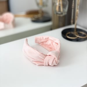 Top knot headband, structured headband, pink velvet headband