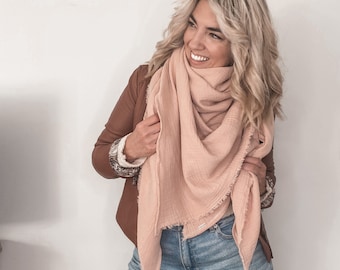 Cotton Clouds Blanket Scarf - Pink Clay