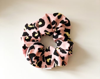 Leopard print Scrunchie, pink leopard ponytail holder