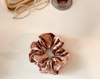 Vintage pink velvet Scrunchie, ponytail holder