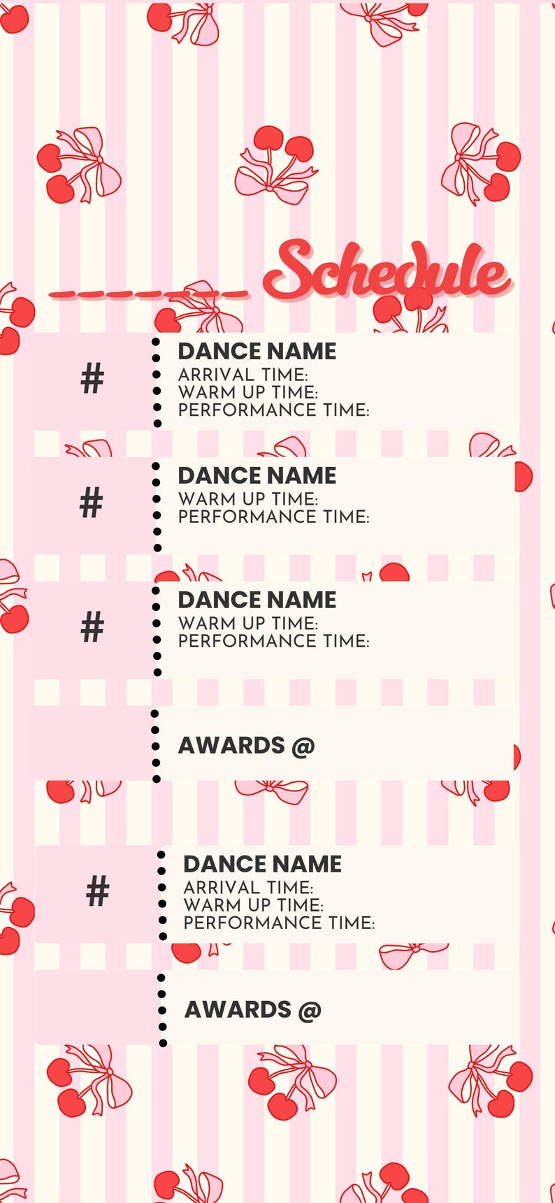 Dance Competition Schedule Template | Dance Mom Organizer (canva) - Etsy