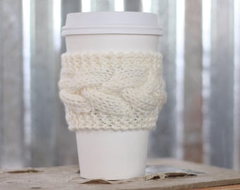 Reusable Knit Coffee Cozy • Cup Cozy • Coffee Sleeve • Tea Cozy