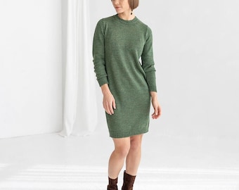 Softest alpaca dress 100% baby alpaca organic eco friendly fiber Sweaterdress gray green brown blue beige neutrals pink warm winter dress