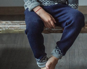 Nordic pants / knitted sweatpants for kids girl boy toddler / gray pants for boy / drawstring pants / alpaca sweatpants kids / kids joggers