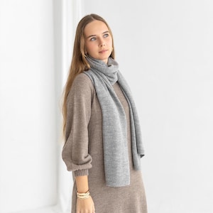 Bufanda larga de alpaca 100% orgánica de lana de alpaca chal para hombres mujeres de punto gris verde blanco marrón camel bufanda para ella regalo de Navidad para mamá