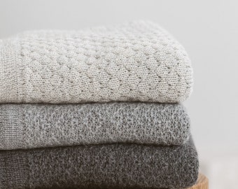 Couverture pour bébé alpaga 100% cadeau bébé fille couverture tricotée écologique cadeau de baby shower laine biologique alpaga jeter Oeko Tex standart GOTS