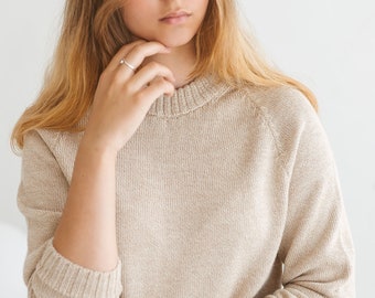 SALE Alpaka Pullover 100% Baby Alpaka Wolle weicher Oversized Pullover für Frauen weicher warmer Pullover Geschenk in creme weiß rosa nude Farbe Größe M