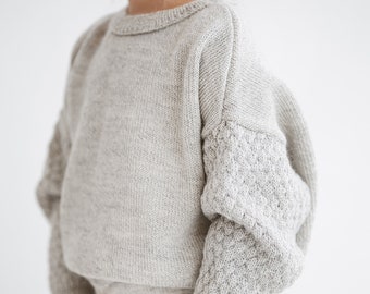Pull bébé alpaga tricoté pull bébé mode durable pour enfants écologique laine biologique pull surdimensionné fille garçon bébé couleur naturelle