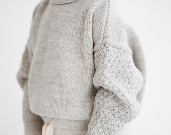 Baby alpaca sweater knitted baby jumper sustainable fashion for kids eco friendly organic wool oversized sweater girl boy baby natural color