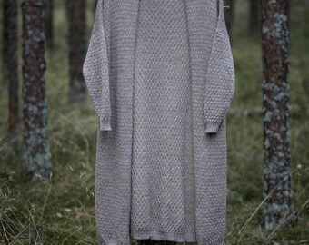 SALE Knit cardigan in 100% baby alpaca wool for woman in taupe beige oatmeal alpaca sweater knit light brown cardigan