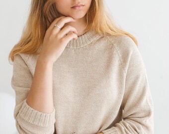 SALE Alpaca sweater 100% baby alpaca wool soft oversized jumper top for women soft warm pullover gift in cream white pink nude color size M