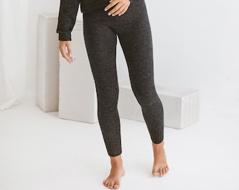 VENTE femmes leggings 100% bébé alpaga XS S M L taille noir gris foncé bleu crème couleur marron naturel chaud hiver pantalon loungewear pantalon en laine