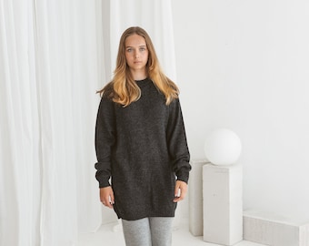 SAMPLE SALE Long oversized alpaca sweater 100% baby alpaca wool soft jumper top for women in pink cream white S M L size