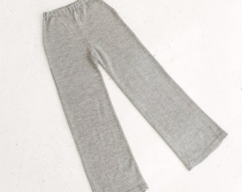 Wide leg trousers in 100% baby alpaca flared trouser in gray high rise wool pants full length pants in camel black blue sand colors