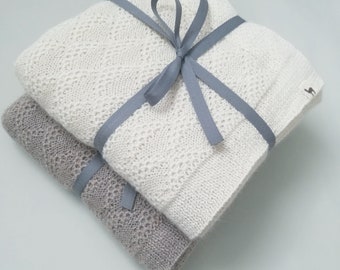 Alpaca blanket knitted baby wrap white throw baby girl gift baby boy blanket blue pink gray natural alpaca wool newborn gift for baby shower