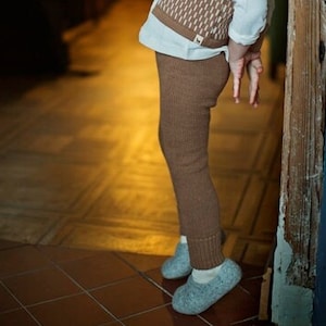 SALE girl leggings gray wool alpaca knit brown leggings 100% baby alpaca wool newborn pants girl trousers slim fit pants kids warm leggings
