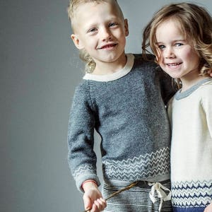 Nordic pullover in charcoal sweater baby sweater children sweater kids pullover wool knitted pullover / wool sweater girl boy sweater image 1