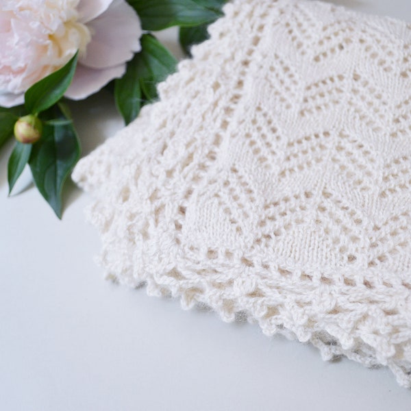 Heirloom blanket in ivory 100% baby alpaca