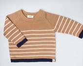 Kids knit jumper 100% baby alpaca boy brown knit pullover wool camel brown sweater striped pullover knitted wool sweater baby boy pullover