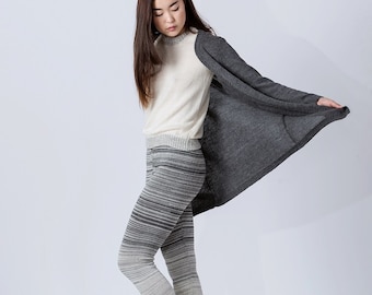 Long cardigan / alpaca cardigan in gray taupe charcoal dark gray navy blue ivory white