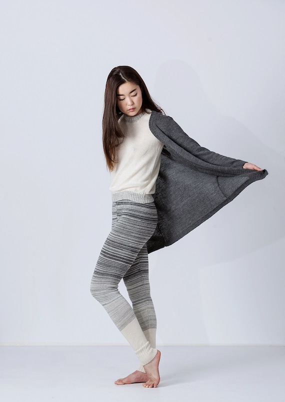 Long cardigan / alpaca cardigan in gray taupe charcoal dark gray navy blue ivory white