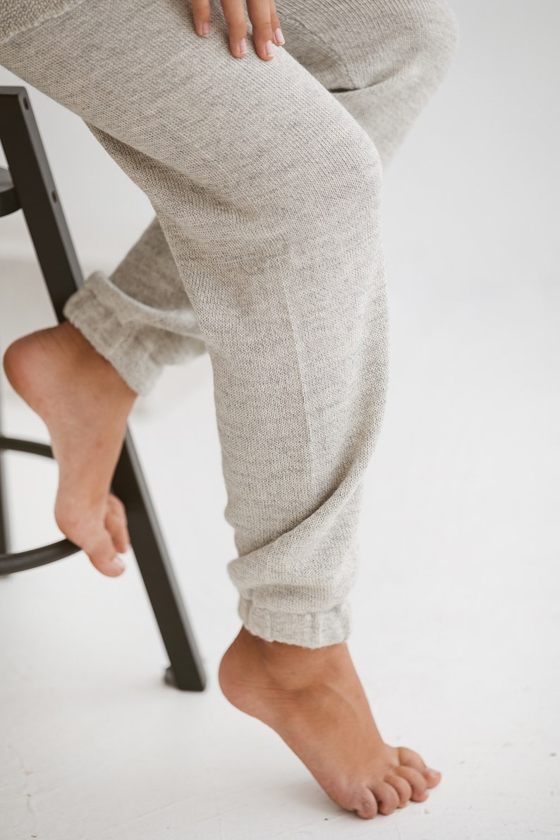 Alpaca joggers in 100% baby alpaca wool jogging trousers gray relaxed jogger pants soft wool sweatpants in black blue neutral brown colors image 4