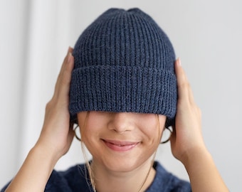 Warm winter hat in alpaca wool Double layer unisex men women 100% ' baby alpaca ' cap gray brown camel white navy blue beanie Christmas gift