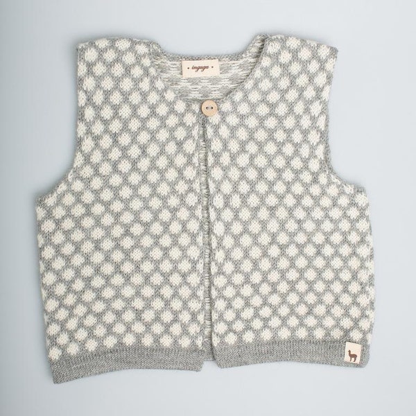 Polka dot vest in baby alpaca