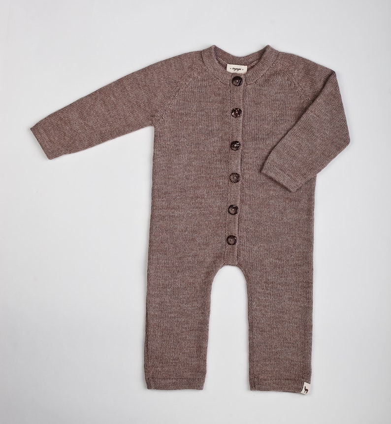 Baby overall wool brown baby suit baby alpaca jumpsuit knitted suit alpaca jumper alpaca onepiece wool bodysuit knitted wool one-piece image 4