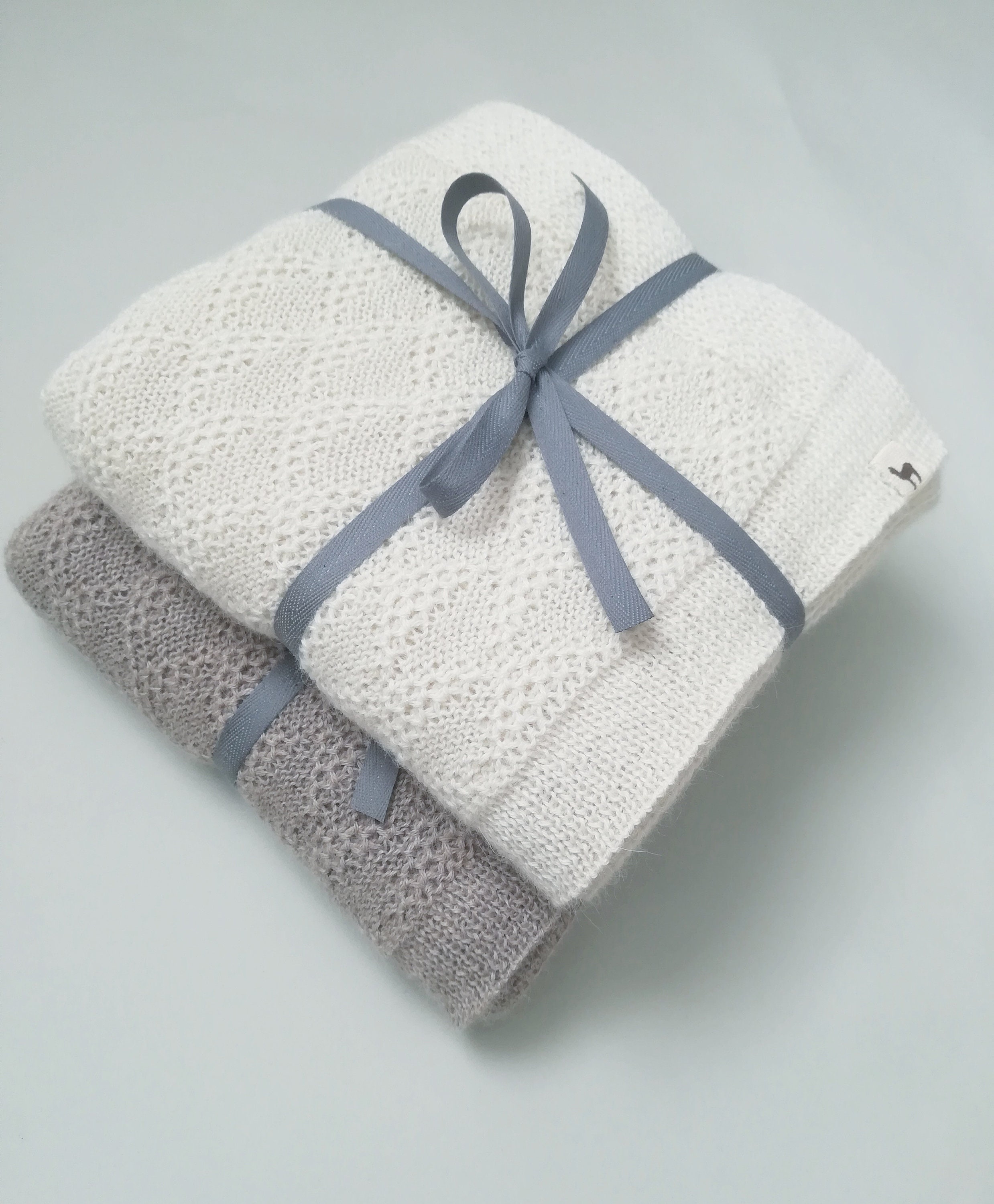Alpaca blanket knitted baby wrap white throw baby girl gift baby boy