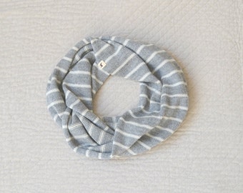 Striped Infinity Scarf / Loop Scarf / Cowl Scarf / alpaca wool Circle Scarf / woman /children / gray / striped white and brown