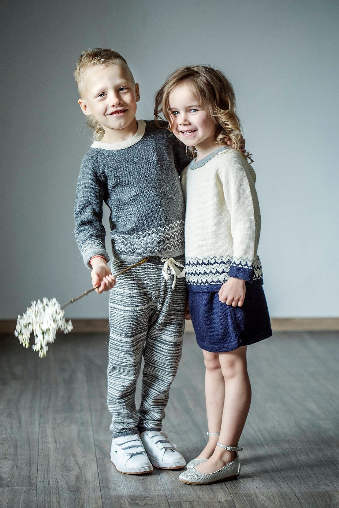 SALE Nordic pullover in oatmeal taupe size 8 10 years children sweater kids pullover wool knitted jumper girl boy warm light brown sweater