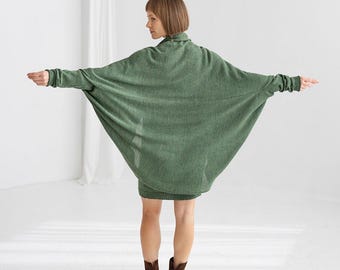 Alpaca shrug in green 100% baby alpaca wool cocoon cardigan bolero shrug wool clothing gift for mother organic sustainable alpaca warm wrap