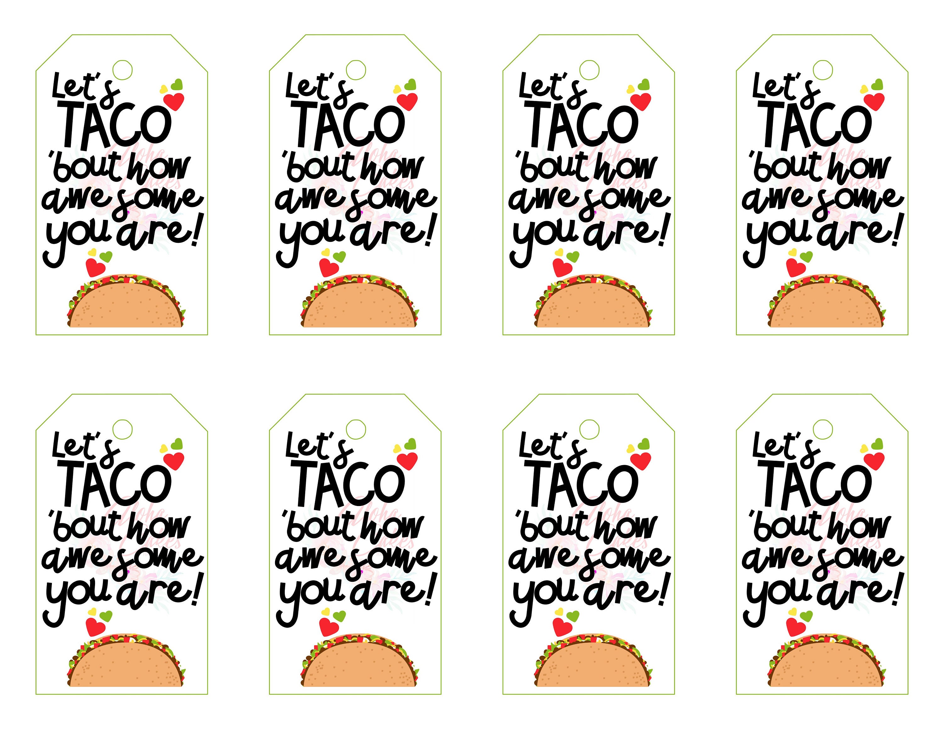 Printable Let s Taco Bout How Awesome You Are Tag Etsy