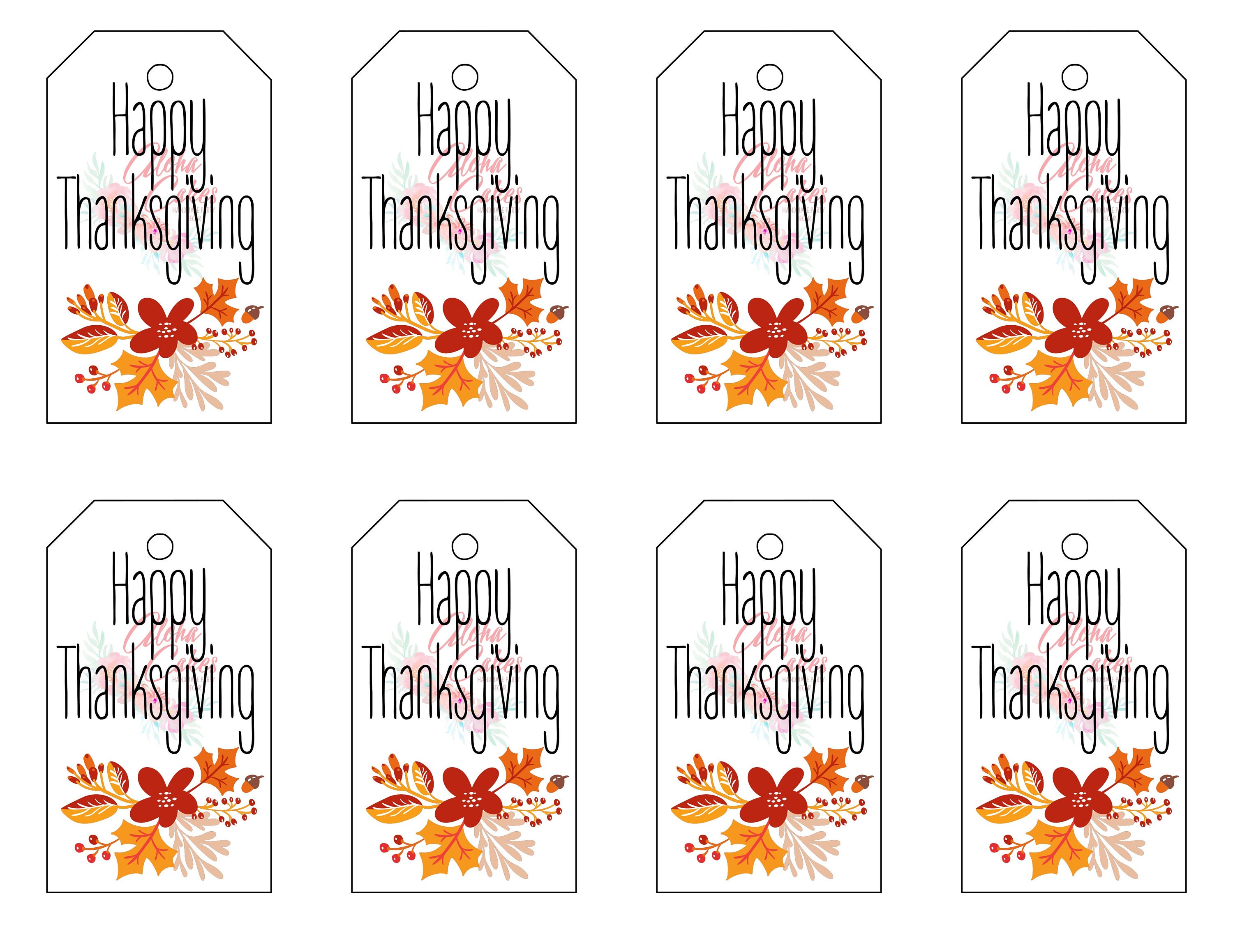 Happy Thanksgiving Printable Tags Instant Digital Download Etsy