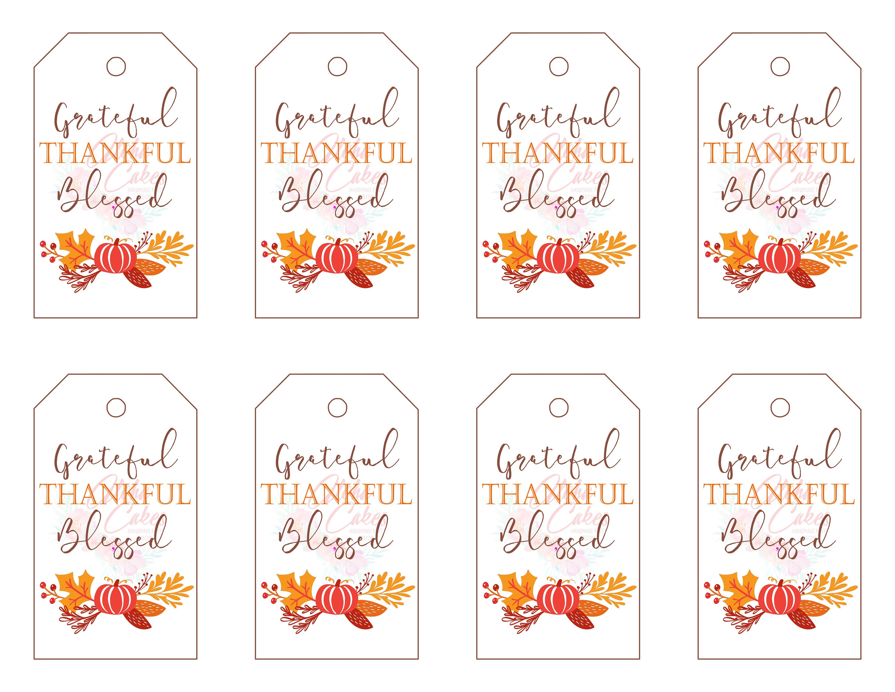 Grateful Thankful Blessed Printable Gift Tag Digital Download | Etsy