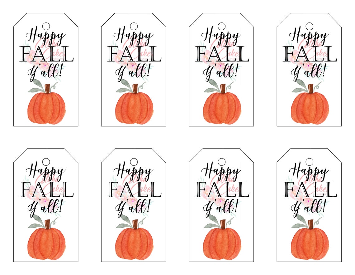 Happy Fall Y'all Printable Gift Tag Digital Download DIY | Etsy