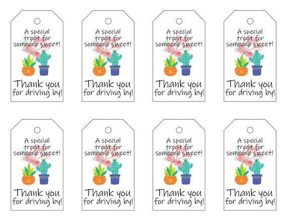 Cactus Baby Shower Drive By Thank You Tags Printable Digital Etsy