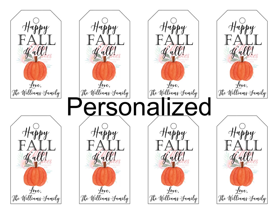 Happy Fall Y'all Printable Personalized Tag Digital - Etsy