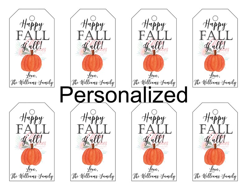 Happy Fall Y'all Printable Personalized Tag Digital - Etsy