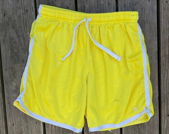 Yellow Mesh Athletic Shorts